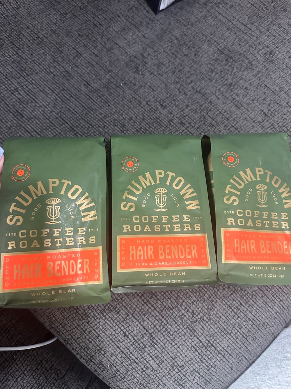 Pack of 3 stumptown coffee roasters hair bender whole bean 12 oz coffee packs